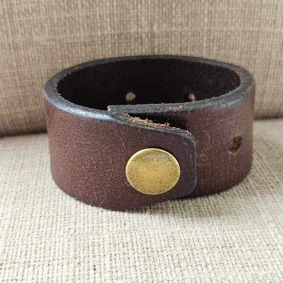 Tandy Genuine Leater Bracelet Handmade Brown Wrist Band Size 6.5 inches - Picture 9 of 10